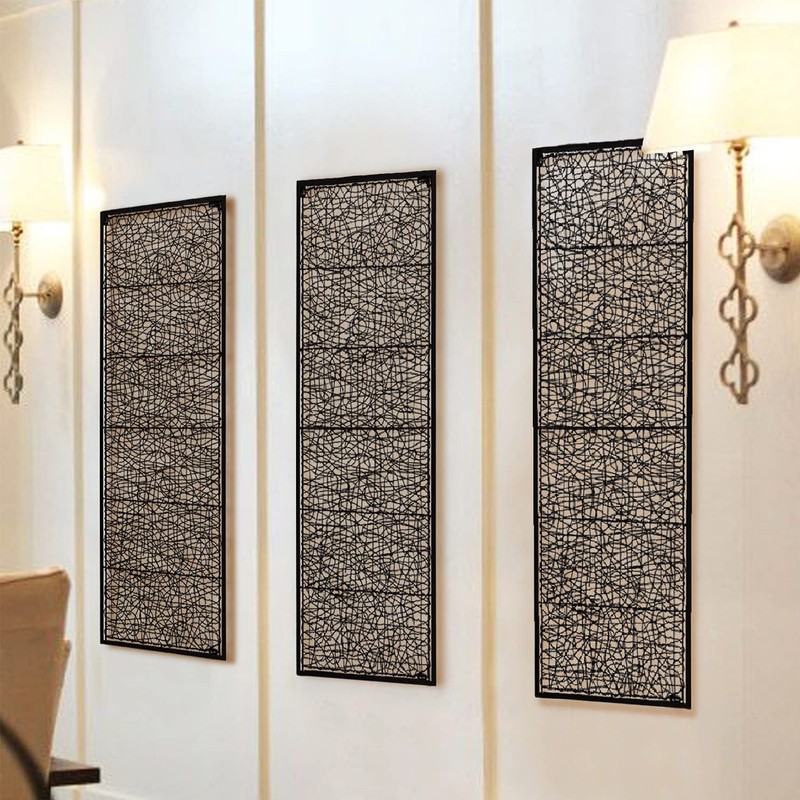 GUSUWOD Metal and Rattan Wall Decor, 17" W x 54"