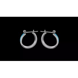 Mainland Silver 925 Sterling Silver Hoop Earrings inlaid with Kingman Turquoise