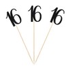 Black Glitter 16th Birthday Centerpiece Sticks, 12-Pack Number 16 Table