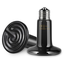 Akynite E27 100W Heat Lamp for Terrariums and Reptiles, AC 230V, E27 Black Ceramic Heat Lamp Heat Lamp Heat Spotlight for Reptiles, Lizards, Turtles, Snakes, Bearded Dragons, Pack of 2