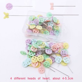 Markeny 400Pieces Sewing Pins Colored Heads Head Straight Pins Heart Butterfly Button Shape Used for Manual Sewing and DIY Decoration