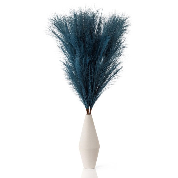 AlpsuIay 6 Stem Teal Pampas Grass Tall 43",Large Faux Pampas