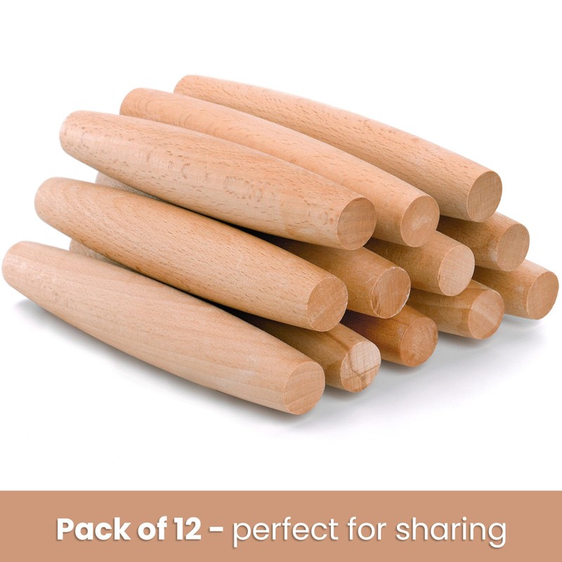 Elsjoy 12 Pack 8 Inch Small Wood Rolling Pins, Non-Stick