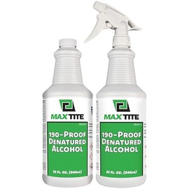 MAXTITE 190-Proof (95%) Denatured Alcohol with Heavy-Duty Sprayhead - 32 fl oz, 2 Pack (64 fl oz Total) - for Industrial, DIY, or Professional Use - Solvent, Cleaner, Additive - Made in USA