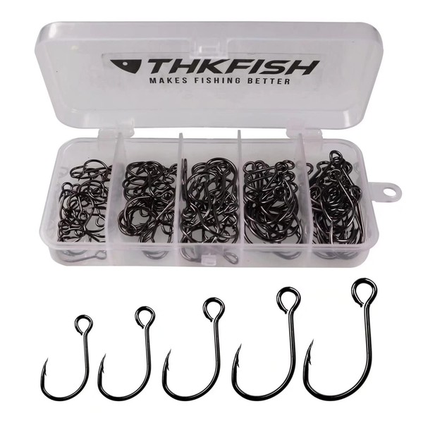 THKFISH 50pcs/Box Inline Single Hooks Replacement Fishing Hooks for Lures