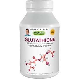 ANDREW LESSMAN Glutathione 250 mg - 120 Capsules - Powerful Antioxidant, Reduces Oxidative Stress. Bioavailable, Protects Cells, Tissues and Organs. Supports Immune Health. Easy-to-Swallow Capsules.