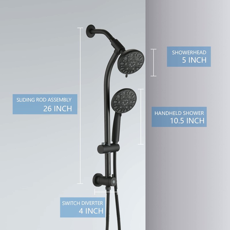 UCLIMAA High Pressure 48-Settings Shower Head with Handheld Shower,Drill-Free 3-Way