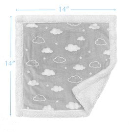 American Baby Company Heavenly Soft Chenille/Sherpa Security Blanket, 3D Cloud Gray, 14" X 14", for Boys & Girls