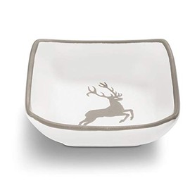 GMUNDNER KERAMIK Square Bowl, Size: L = 9 cm x W 9 cm x H = 3.4 cm, Grey Deer Crockery, Handmade in Austria