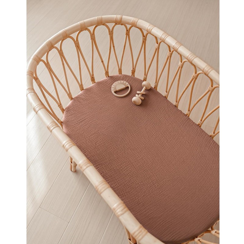 2Pcs Muslin Bassinet Sheet Fitted Bassinet Sheets Set,Comfortable Bed Sheet