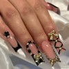 FIEONCIY Press on Nails Coffin Long Length Acrylic Glossy Full
