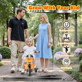 Tricycle for Toddlers 1-3 3-5 Year Olds, Toddler Bike Baby Balance Bike with Colorful Lighting Wheels & Large Basket, Birthday Gift and Toy for 1 2 3 4 5 Year Olds Girls