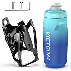 VICTGOAL Bicycle Water Bottle Holder for Airtag Bike Mount Hidden Waterproof Anti-Theft Tracker Case for Road Mountain Bikes Bottles Cage (DarkBlack+Bottle)