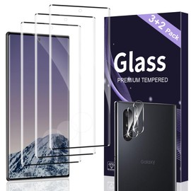 3+2 Pack Galaxy Note 10 Glass Screen Protector Camera Lens Protector 3D Curved Tempered Glass Protective Film With Clear Image Quality Easy Installation No Bubbles For Galaxy Note 10 6.3 Inch
