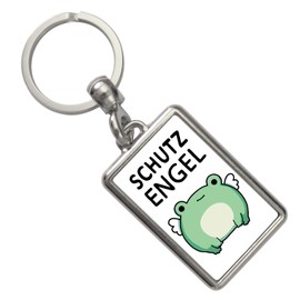 speecheese Frog Keyring with Saying Guardian Angel Lucky Charm for More Strength and Happiness Kawaii Frog Angel Animal, multicoloured