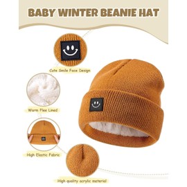 Baby Beanie Mittens Scarf Set,Toddler Kids Winter Hat and Thermal Gloves Neck Warmer Set for Girls Boys Camel