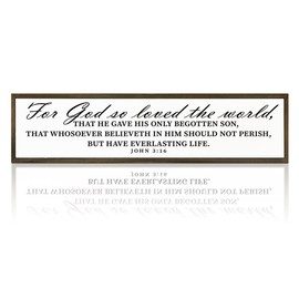 Christian Decor, Bible Verse Wall Art, Farmhouse Home Decors, Wooden Framed Wall Plaque, John 3:16 Scripture Wood Sign, For God So Loved the World Sign 17.8x4x1.2 inches