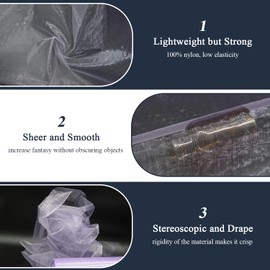 Organza Tulle Fabric Rolls, Crystal Organza 12" by 50 Yards (150 ft) Sheer Nylon Silky Shiny Netting Spool Bolt for DIY Craft Table Runner Wedding Baby Shower Party Decor (Lavender)