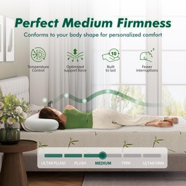 Emerspring 6 Inch Queen Gel Memory Foam Mattress Medium-Firm Bed, Premium Pressure, Mattress in a Box, CertiPUR-US Certified