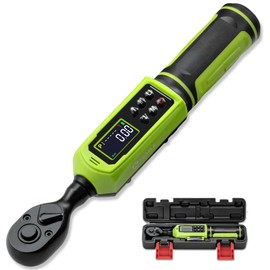 XEIMILE Digital Torque Wrench 3/8"Drive-0.66-44.25Ft.Lb, 0.9-60N.m, Electric Torque Wrench With Vibration Buzzer LED Indicator, ±2% Accuracy Five Units for Bike Motorcycle Car Auto Repair,Green Black