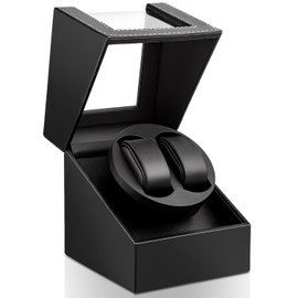 SHOWPIN Watch Winder for Automatic Watches: Mechanical Handmade Watch Rotator 2 Slots with Japanese Quiet Motor Bidirectional Rotation USB Powered for Men and Women