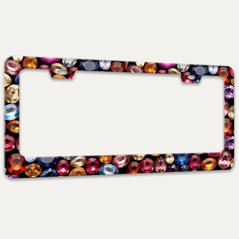Beautiful Gemstone Pattern License Plate Frame Bling License Plate Holders
