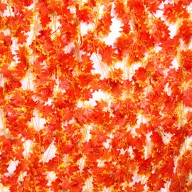 Zuvas 24 Pcs 168Ft Fake Maple Leaf Vines Fake Leaves, Artificial Ivy Garland, Hanging Vines with Cable Tie - Fake Ivy for Wedding Party Garden