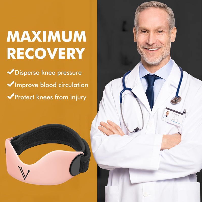 JHVW Silicone Patellar Tendon Support Strap 2-Pack, Knee Brace for