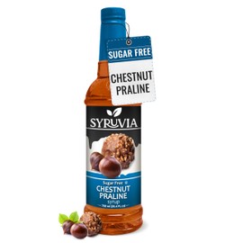 Syruvia Sugar-Free Chestnut Praline Coffee Syrup - 25.4 fl oz. Premium Coffee Flavoring Syrup. 0 Calories, Kosher, and Gluten-Free. Perfect for Enhancing Drinks, Sodas, Shakes, Desserts, and More.