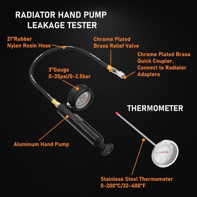 FOUR UNCLES Radiator & Coolant Pressure Tester and Vacuum Refill