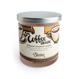 Coffee House Scented Natural Soy Candle, Essential Fragrance Oils, 100% Soy, Phthalate & Paraben Free, Clean Burning, 9 Oz.