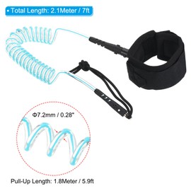 PATIKIL 5.9ft x 7.2mm Surfboard Leash, Coiled Leashes with Plug Wrist String Rope for Body Board Paddle Board, Mint Green