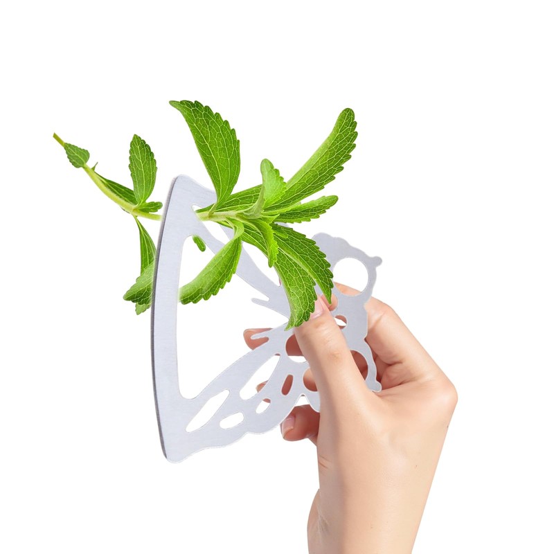 Stainless Herb Stripper, Easy to Clean Butterfly Handleless Pottery Herb