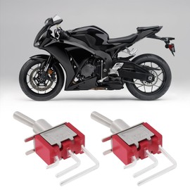 ECSiNG 6Pcs Mini Right Angle Toggle Switch 3-Pin Elbow 2 Speed Long Handle Switch MTS-102C4 for Car Motorcycle