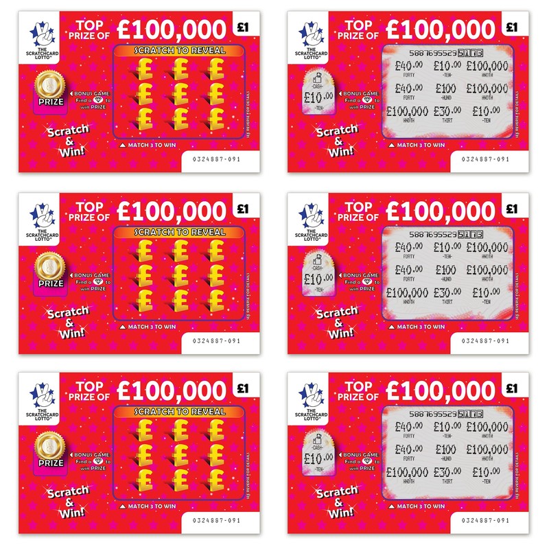 Fake Joke Scratch Cards Pack of 6 Prank Scratchcards Winning