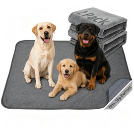 Dog Pee Pad Washable-Extra Large Instant Absorb Training Pads Non-Slip Pet Playpen Mat Waterproof Reusable Floor Mat for Puppy/Senior Dog Whelping Incontinence Housebreaking (31"x36"-(2PACK))