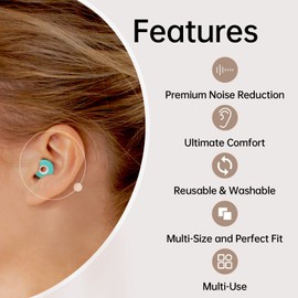 Ear Plugs for Sleeping Noise Cancelling, Olins Kako Earplugs for Noise Reduction, Reusable Soft Silicone, 8 Ear Tips, 20dB, Hearing Protection for Noise Sensitivity, Snoring, Concerts, Work, Travel