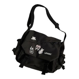 Loizziuy Y2k Crossbody Bag Backpack Kawaii Large Capacity Aesthetic Backpack Cute Casual Travel Mochilas Daypacks (1015 black)