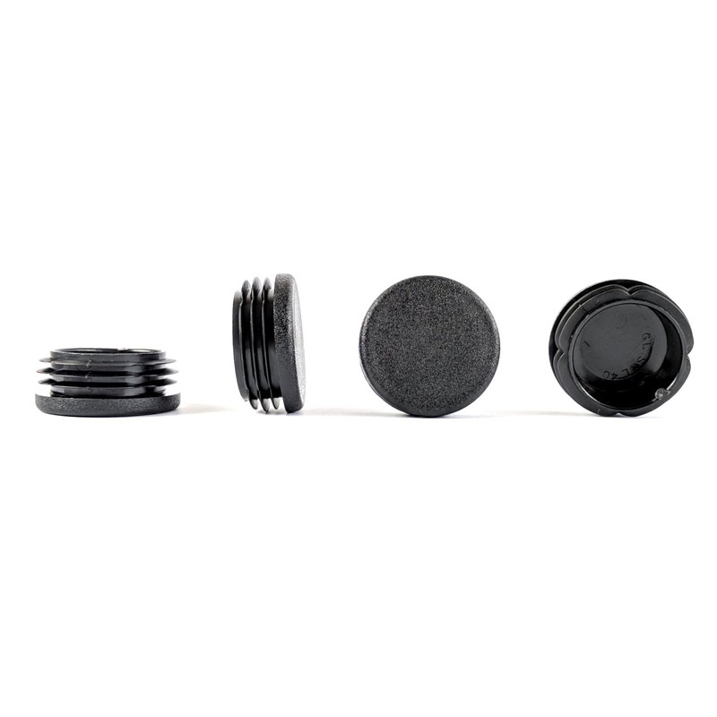 40mm Round Tube Inserts, Pack of 4 Black Plastic End