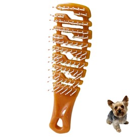 MAEELOU Ridge Design Puppy Brush, Soft Bristle Gentle Grooming Tool, Pet Hair Care, Suitable Small Dog : Yorkie, Maltese, Shih Tzu, Maltipoo (Brown)