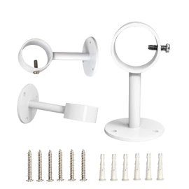 IHRDNNR Curtain Rod Brackets Heavy Duty Ceiling-Mount Rod Holders Fit Rods up to 1 or 1.25 Inch Rods, Set of 3 (White)