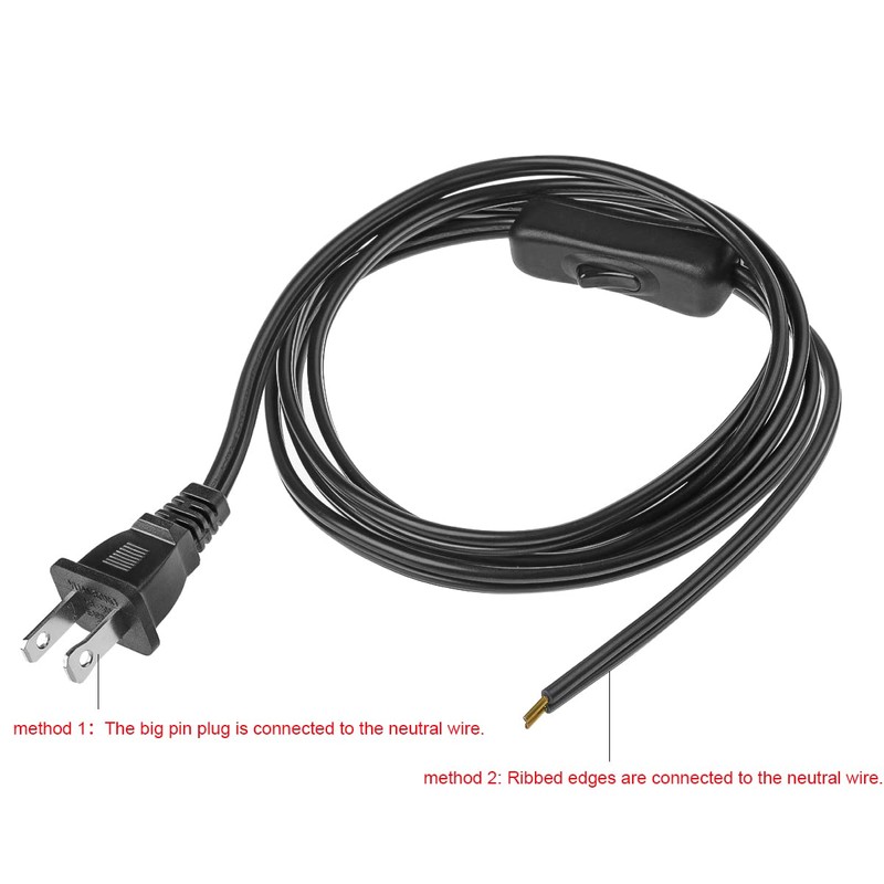 Lamp Cord has Button Switch UL304 2A/120V,Plug,Stripped Ends Ready for