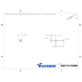 Fastenere Large Flange Pop Rivets 1/8" x 3/8" Aluminum Body Steel Mandrel (4-6) Qty 1000