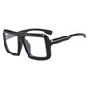 ZYXTLY Oversized Square Nerd Glasses Black Frame Shiny Clear Lenses