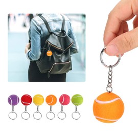 Cikonielf 6 Pieces Tennis Ball Key Ring Key Ring Creative Play Tennis Ball Key Ring Metal Key Rings Fashion Hanging Decoration for Keys Crafts DIY, Defult.