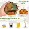 susiyo 6 Pcs Exotic Tiki Pattern Coasters with Holder Absorbent