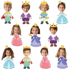 48Pcs Princess and Prince Crown Cutouts Bulletin Board Decorations Gold Crowns Paper Cut Outs Decor DIY Craft Photo for Kids Kindergarten Party Home Wall Back to School Classroom Birthday Supplies