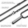 JeweBella 2PCS Mens Necklaces Stainless Steel Bar Pendant Necklace Cuboid
