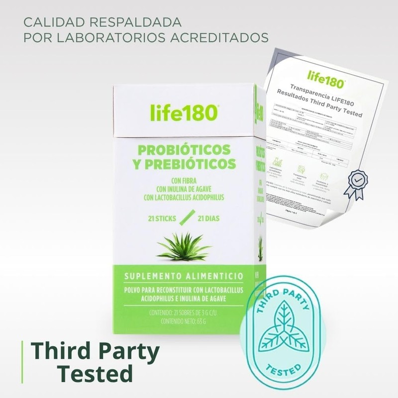 Life180 Probióticos y Prebióticos con Inulina de Agave, 21 Sticks