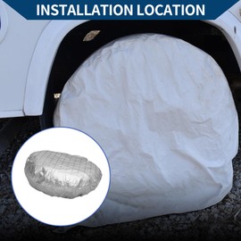 Hihaha Tire Covers with Hook/Bottom Car Wheel Cover for RV Truck SUV/Protection Checkered Pattern Aluminum Film Fit 18"-20" Tire Dia / 4 Pcs Silver Tone